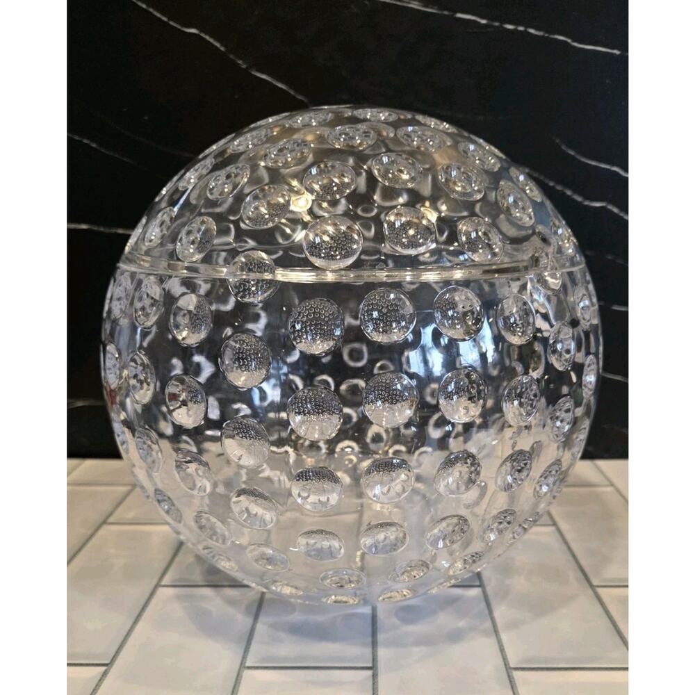 Mid-Century Modern Grainware Spherical Lucite Ice Bucket Golf Ball Cocktails GUC